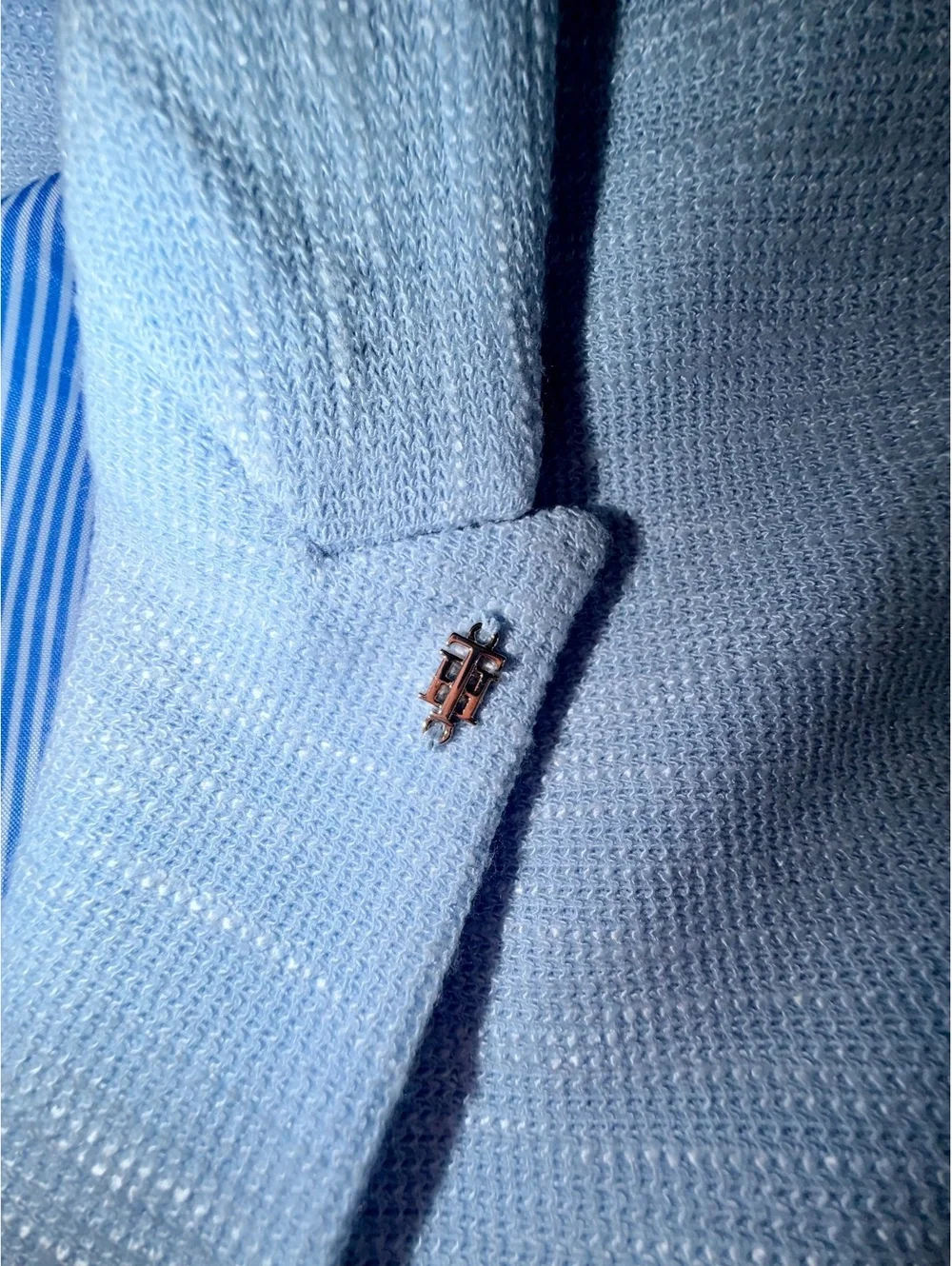 Tommy Hilfiger light blue blazer with elbow patches